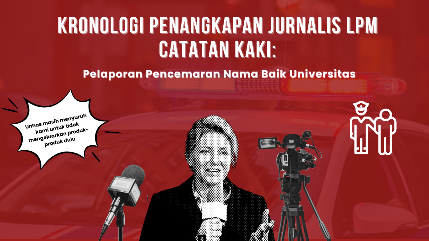 Thumbnail artikel Kronologi Penangkapan Jurnalis LPM Catatan Kaki Unhas: Pelaporan Pencemaran Nama Baik Universitas