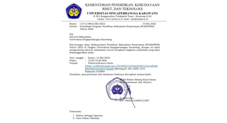 Thumbnail artikel Pemilihan Mahasiswa Berprestasi di Unsika Dibuka, Ayo Daftarkan Dirimu Segera!